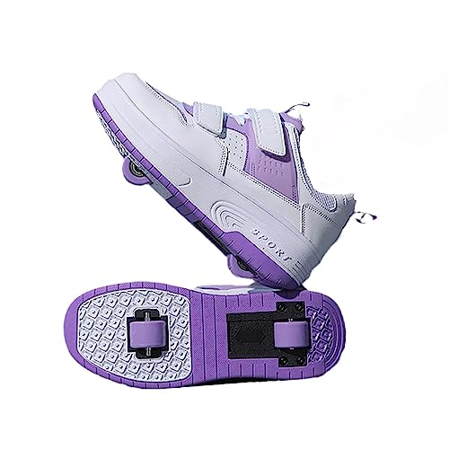 CALMR Schuhe mit Rollen für Kinder Mädchen Junge Rollschuhe Outdoor Sneakers Turnschuhe Skateboard Schuhe Sportschuhe,228 purple-36 von CALMR