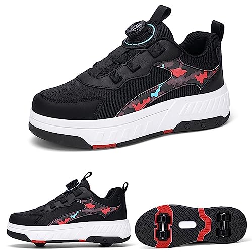 Rollerschuhe, Rollschuhe, Skateboardschuhe, Kinderrollschuhe, Skates, Rollschuhe, Turnschuhe, Laufschuhe, Mädchen und Frauen -Roller -Sneakers,Black-36EU von CALMR