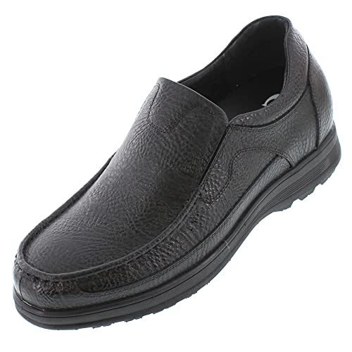 CALTO - G1825-3 Inches Taller - Größe 11 D US - Höhe zunehmende Aufzug Schuhe - Schwarz Slip-on Leichtbau von CALTO