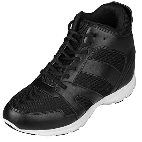 CALTO - G3330-4 Zoll Taller - Größe 11 D US - Höhe zunehmende Aufzug Schuhe (Black High-Top-Lace-up Turnschuhe) von CALTO