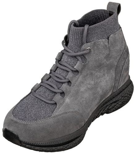 CALTO Herren-Schuhe, unsichtbar, höhensteigend, modisch, hohe Top-Technische Sneaker, 7,6 cm größer, GRAU, 42 EU von CALTO