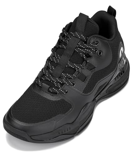 CALTO Herren Unsichtbare Höhenerhöhung Elevator Schuhe – Basketball High-Top Sportliche Sneakers – 7,6 cm größer, Schwarz, 43 EU von CALTO