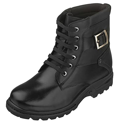 CALTO Herren Unsichtbare Höhensteigerung Elevator Schuhe - Schwarz Premium Leder Schnürstiefel High Top Ankle Boots - 8,1 cm größer - T14002, Schwarz (schwarz), 39.5 EU von CALTO