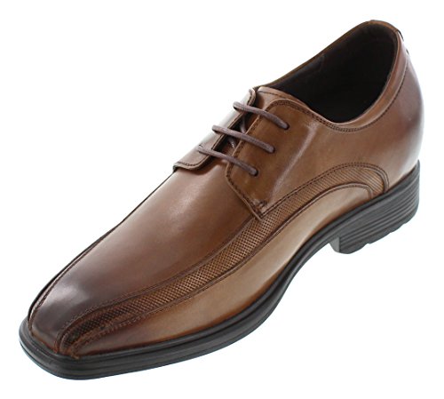 CALTO Herren unsichtbare Höhenerhöhung Elevator Oxfords Schuhe – Braunes Leder Schnürkleid Derby – 7,6 cm größer – G60126B – Größe 47 D(M) US von CALTO