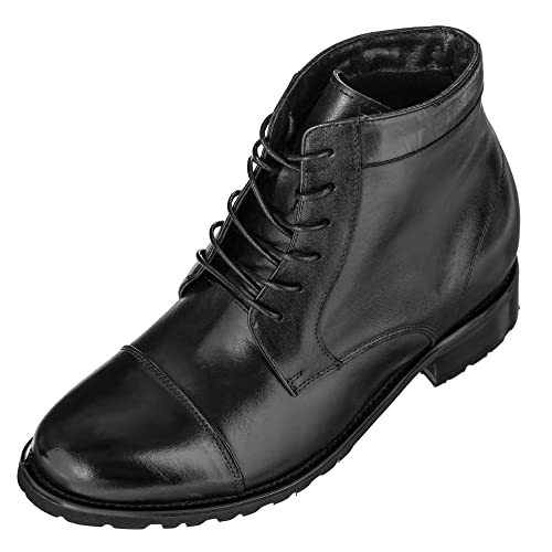 CALTO - T5203-3.6 Zoll Taller - Größe 8 D US - Höhe zunehmende Aufzug Schuhe - Schwarz Schnürboots von CALTO