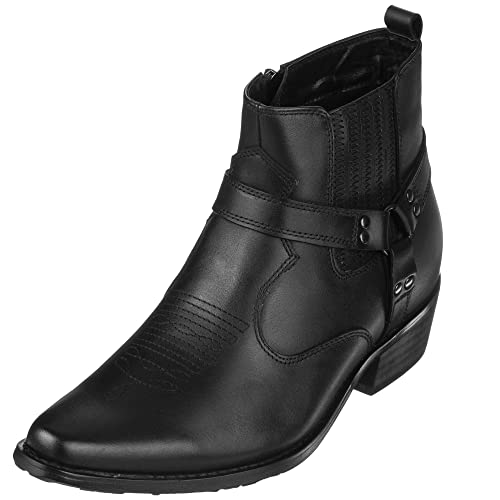 CALTO T8112 Herren Stiefel mit Reißverschluss, unsichtbare Höhe, Schwarz, Schwarz (schwarz), 46 EU von CALTO