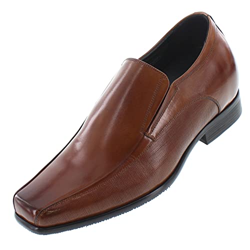 CALTO - Y3022-3 Inches Taller - Größe 9 D US - Höhe zunehmende Aufzug Schuhe - Copper Brown Slip-on-Kleid-Schuhe von CALTO