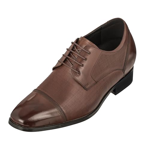CALTO - Y40551-3,2 Zoll Taller - Größe 9 D US - Höhe zunehmende Aufzug Schuhe - Brown Leather Lace-up-Kleid-Schuhe von CALTO