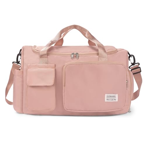 CALUOMATT Sporttasche für Damen, wasserdicht, Reisetasche, Wochenendtasche mit Schuhfach und Nasstasche, Tragetasche für Reisen, Workout, Sport, Pink, Einheitsgröße von CALUOMATT