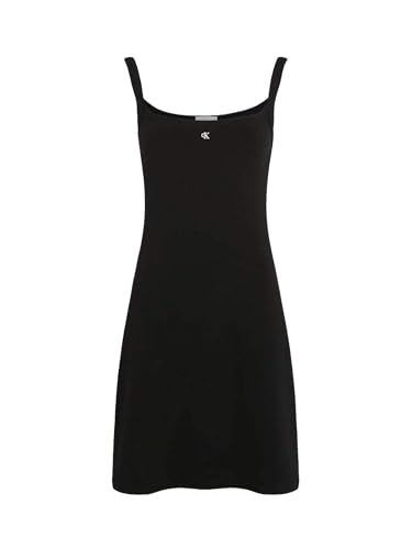 Calvin Klein Damen Bodycon Kleid Soft Rib Fit & Flare Slim Fit, Schwarz (Ck Black), M von Calvin Klein