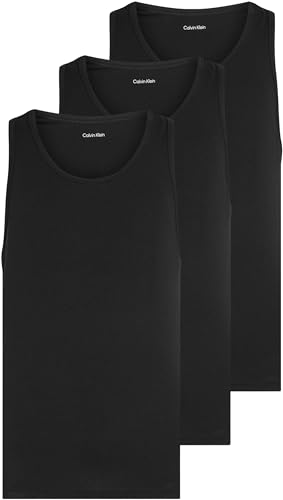 Calvin Klein Herren 3er Pack Tank Tops mit Rundhalsausschnitt, Schwarz (Black, Black, Black), XL von Calvin Klein