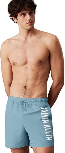 Calvin Klein Herren Badeshorts Medium Drawstring mit Tunnelzug, Blau (Skim Blue), M von Calvin Klein