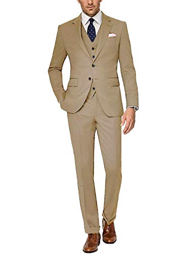 CALVINSUIT Herren Anzug 3-teilig Slim Fit Smoking mit Zwei Knöpfen für die Business Hochzeitsfeier lässig von CALVINSUIT