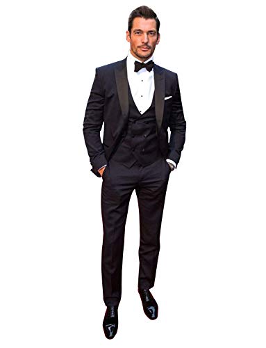 CALVINSUIT Herren Männer 3 Stücke Anzug Slim Fit Marineblau Spitze Revers Kleid Business Hochzeit Smoking von CALVINSUIT