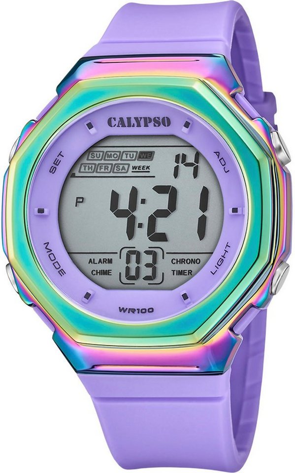 CALYPSO WATCHES Chronograph Color Splash, K5842/2, Armbanduhr, Quarzuhr, Damenuhr, Digitalanzeige, Datum, Stoppfunktion von CALYPSO WATCHES