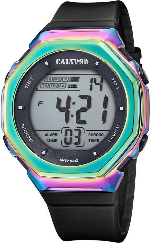 CALYPSO WATCHES Chronograph Color Splash, K5842/3, Armbanduhr, Quarzuhr, Damenuhr, Digitalanzeige, Datum, Stoppfunktion von CALYPSO WATCHES