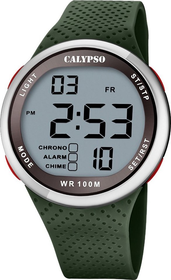 CALYPSO WATCHES Digitaluhr Calypso Herren Jugend Uhr Digital, (Digitaluhr), Herren, Jugend Armbanduhr rund, Kunststoffarmband grün, Sport von CALYPSO WATCHES