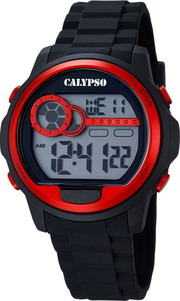 CALYPSO WATCHES Digitaluhr Calypso Herren Uhr K5667/2 Kunststoffband, (Digitaluhr), Herren Armbanduhr rund, PURarmband schwarz, Sport von CALYPSO WATCHES