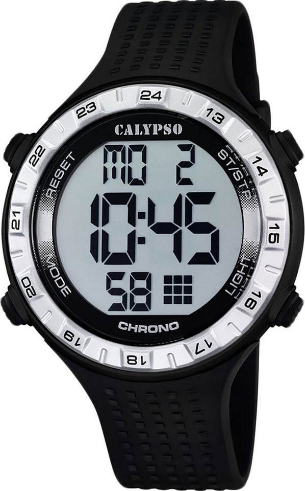 CALYPSO WATCHES Digitaluhr Calypso Herren Uhr K5663/1 Kunststoffband, (Digitaluhr), Herren Armbanduhr rund, PURarmband schwarz, Sport von CALYPSO WATCHES