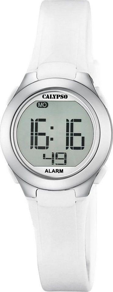 CALYPSO WATCHES Digitaluhr Calypso Damen Uhr K5677/1 Kunststoffband, (Digitaluhr), Damen Armbanduhr rund, PURarmband weiß, Sport von CALYPSO WATCHES