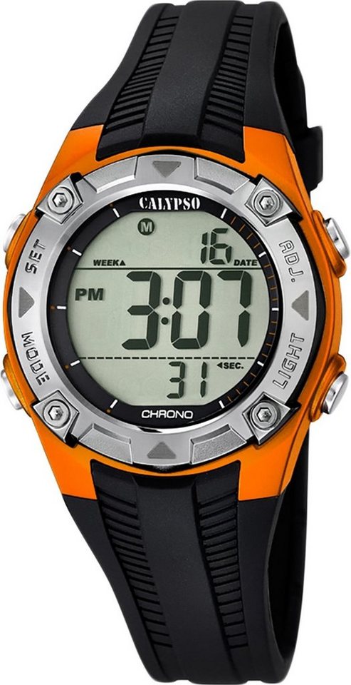 CALYPSO WATCHES Digitaluhr Calypso Kinder Uhr K5685/7 Kunststoffband, (Digitaluhr), Kinder Armbanduhr rund, PURarmband schwarz, Fashion von CALYPSO WATCHES