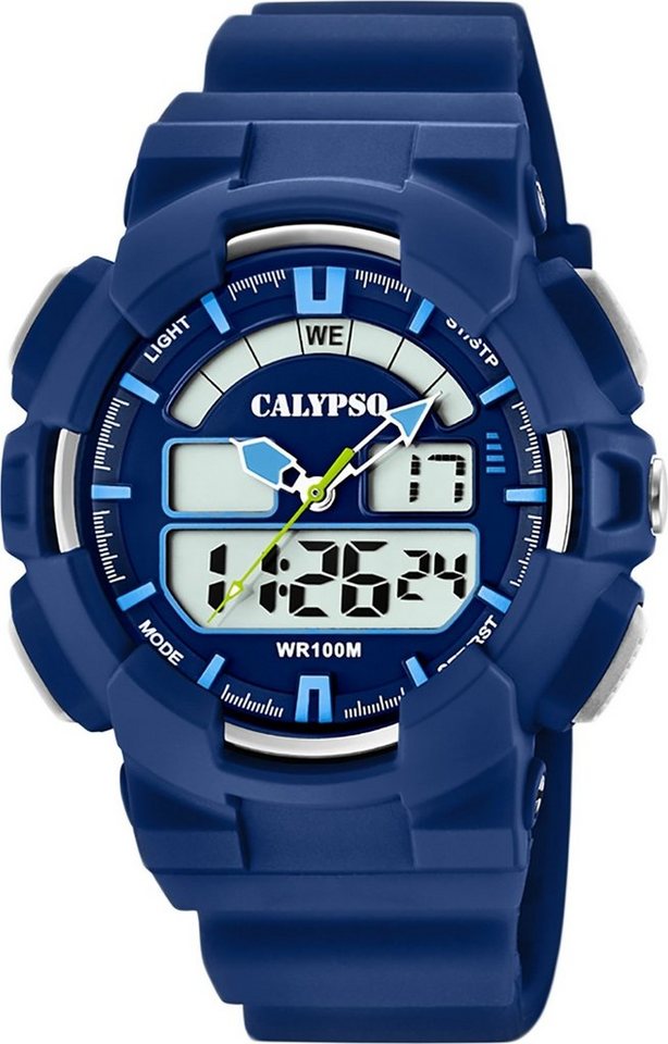 CALYPSO WATCHES Digitaluhr Calypso Herren Uhr K5772/3, (Analoguhr), Herren Armbanduhr rund, Kunststoff, PUarmband blau, Sport von CALYPSO WATCHES