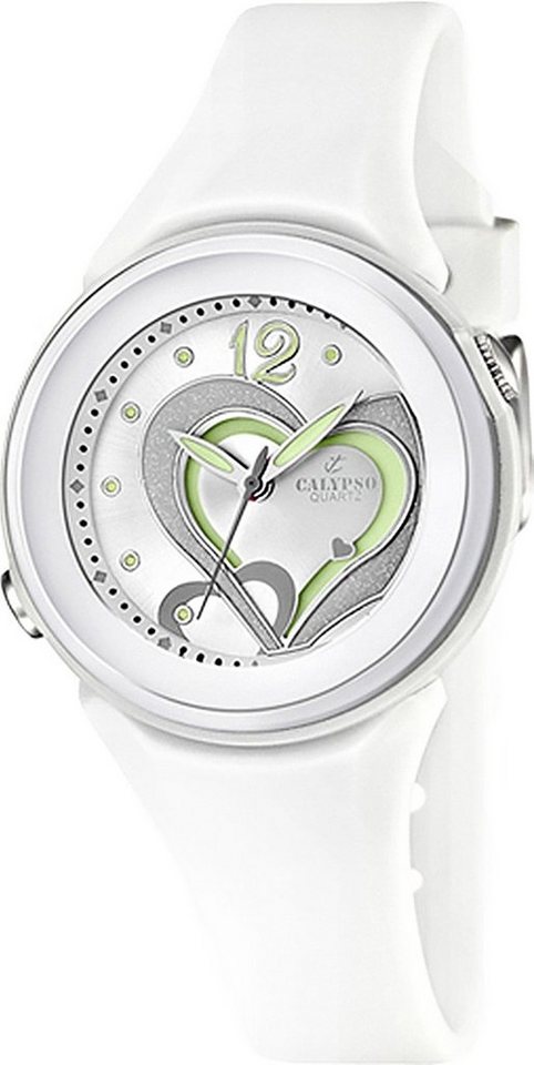 CALYPSO WATCHES Quarzuhr Calypso Damen Uhr K5576/1Kunststoffband, (Analoguhr), Damen Armbanduhr rund, PURarmband weiß, Fashion von CALYPSO WATCHES