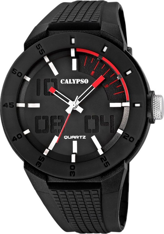 CALYPSO WATCHES Quarzuhr Calypso Herren Uhr K5629/2 Kunststoffband, (Analoguhr), Herren Armbanduhr rund, Kautschukarmband schwarz, Outdoor von CALYPSO WATCHES
