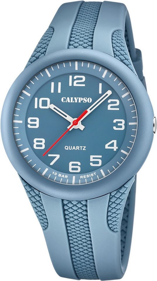 CALYPSO WATCHES Quarzuhr Calypso Herrenuhr Kautschuk hellblau, (Analoguhr), Herrenuhr rund, groß (ca. 44mm) Kautschukarmband, Casual-Style von CALYPSO WATCHES