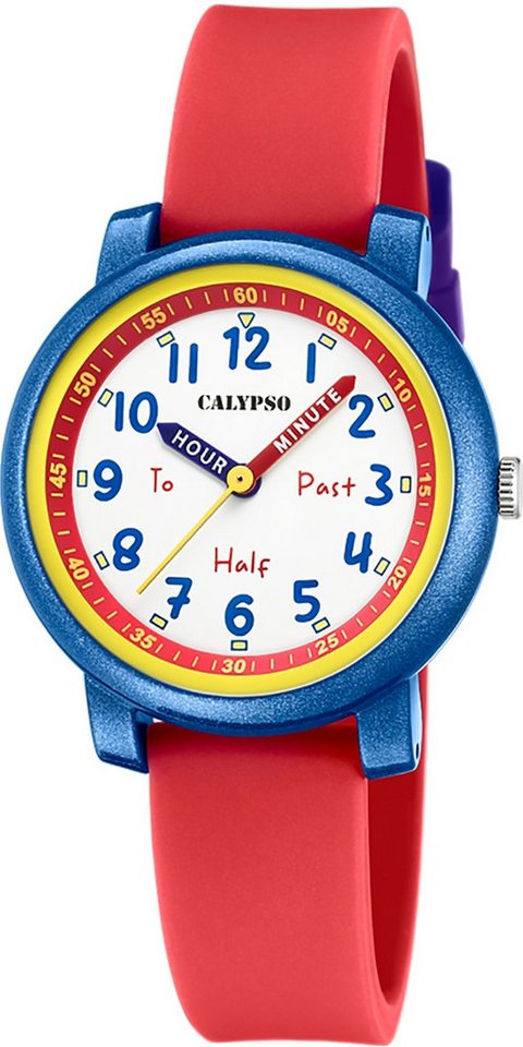 CALYPSO WATCHES Quarzuhr Calypso Kinderuhr Kunststoff Silikon rot, (Analoguhr), Kinderuhr rund, mittel (32mm) Kunststoff, Silikonarmband, FashionStyle von CALYPSO WATCHES