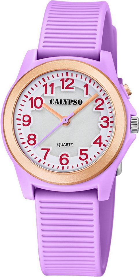 CALYPSO WATCHES Quarzuhr Calypso Kinderuhr Kunststoff lila Calypso, (Analoguhr), Kinderuhr rund, mittel (ca. 34mm) Kunststoffarmband, Fashion-Style von CALYPSO WATCHES