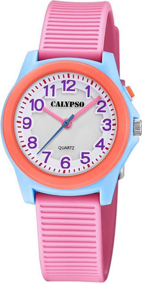 CALYPSO WATCHES Quarzuhr Calypso Kinderuhr Kunststoff rosa Calypso, (Analoguhr), Kinderuhr rund, mittel (ca. 34mm) Kunststoffarmband, Fashion-Style von CALYPSO WATCHES