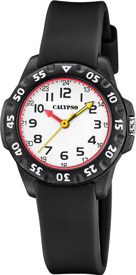 CALYPSO WATCHES Quarzuhr Calypso Kinderuhr Kunststoff schwarz, (Analoguhr), Kinderuhr rund, klein (ca. 29mm) Kunststoffarmband, Fashion-Style von CALYPSO WATCHES