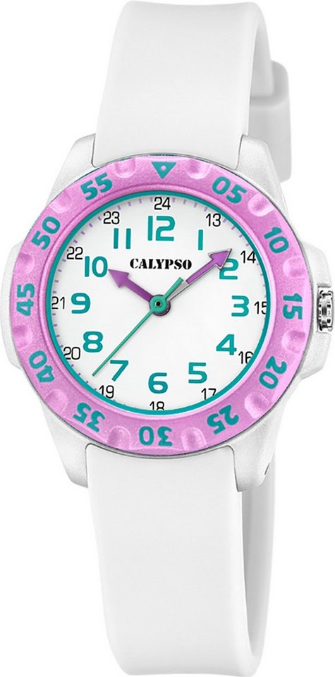 CALYPSO WATCHES Quarzuhr Calypso Kinderuhr Kunststoff weiß Calypso, (Analoguhr), Kinderuhr rund, klein (ca. 29mm) Kunststoffarmband, Fashion-Style von CALYPSO WATCHES