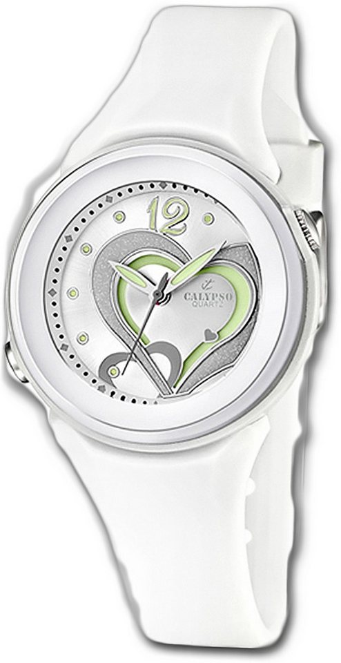 CALYPSO WATCHES Quarzuhr Calypso Kunststoff PUR Damen Uhr, (Analoguhr), Damenuhr PURarmband weiß, rundes Gehäuse, mittel (ca. 36mm) von CALYPSO WATCHES