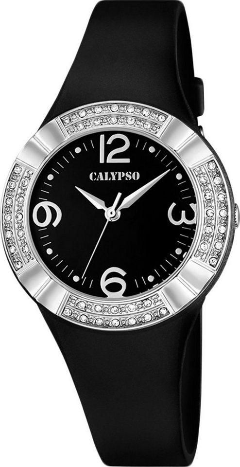 CALYPSO WATCHES Quarzuhr Calypso Damen Uhr K5659/4 Kunststoffband, (Analoguhr), Damen Armbanduhr rund, PURarmband schwarz, Fashion von CALYPSO WATCHES