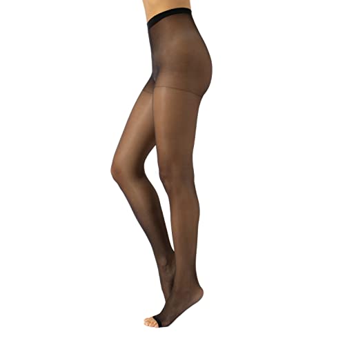 CALZITALY Zehenfreie Sommer Feine Strumpfhosen, Refreshing and Invisible Tights Transparent | Hautfarbe, Schwarz | S, M, L, XL, XXL, 3XL, 4XL | 10 DEN | Made in Italy (Schwarz, S) von CALZITALY