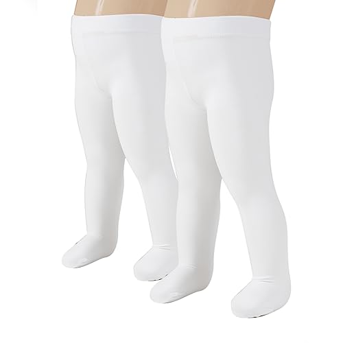 CALZITALY 2 Paar Baby Strumpfhose aus Mikrofaser | Weiß, Rosa | 3-24 Monate | 40 DEN | Made in Italy (12 Monate, Weiß) von CALZITALY