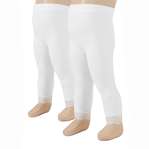 2 PAAR MIKROFASER BABY LEGGINS MIT SPITZE | 12/18/ 24 Monate | 50 DEN | SCHWARZ, WEISS | ITALIAN HOSIERY | (18 Monate, Weiss) von CALZITALY