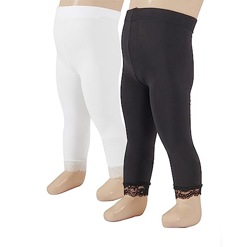 2 PAAR MIKROFASER BABY LEGGINS MIT SPITZE | 12/18/ 24 Monate | 50 DEN | SCHWARZ, WEISS | ITALIAN HOSIERY | (24 Monate, 1 schwarze/ 1 weisse) von CALZITALY