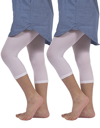 | 2 X KURZE MÄDCHENLEGGINS IN WEICHER MIKROFASER | 40 DEN | SCHWARZ, WEISS | 4 bis 14 Jahre | ITALIAN HOSIERY | (128/140 8/10 Jahre, Weiss) von CALZITALY