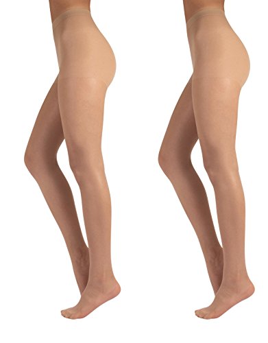 | 2 X TRANSPARENTE FEINSTRUMPFHOSE | 20 DEN | BEIGE, SCHWARZ, BLAU | S, M, L, XL, XXL | ITALIAN HOSIERY | (M, Beige) von CALZITALY