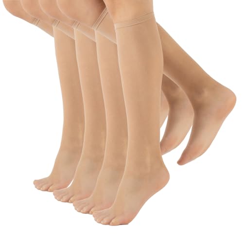 | 4 PAAR LYCRA® KNIESTRÜMPFE | ONE SIZE | 15 DEN | BEIGE, SCHWARZ | ITALIAN HOSIERY | (One Size DE: 36/41, Beige) von CALZITALY