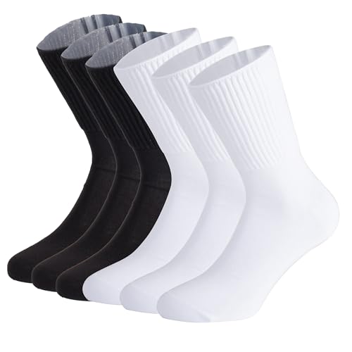 CALZITALY, PACK 3/6 PAARE Socken ohne Gummiband, Sanitären Socken Unisex, Diabetikersocken aus Baumwolle | Schwarz, Weiß, Hautfarbe | Made in Italy (6 Paare - 3 Schwarz + 3 Weiß, 39-42) von CALZITALY