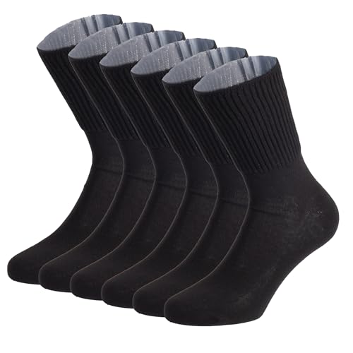 CALZITALY, PACK 3/6 PAARE Socken ohne Gummiband, Sanitären Socken Unisex, Diabetikersocken aus Baumwolle | Schwarz, Weiß, Hautfarbe | Made in Italy (6 Paare - Schwarz, 43-46) von CALZITALY