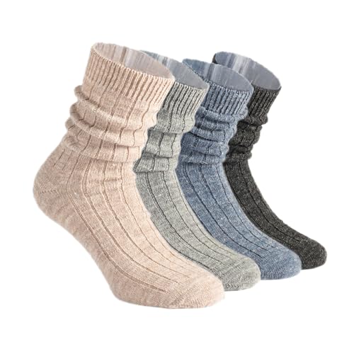 CALZITALY 2/4 PAARE Alpaca-wollsocken, Socken aus Alpaca-wolle, Winter Socken, Wärme Socken, Socken für Damen und Herren | Made in Italy (39-42, 4 Paare: Grau + Beige + Anthrazit + Blue jeans) von CALZITALY