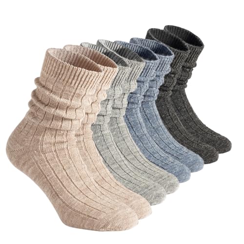 CALZITALY 2/4 PAARE Alpaca-wollsocken, Socken aus Alpaca-wolle, Winter Socken, Wärme Socken, Socken für Damen und Herren | Made in Italy (39-42, 4 Paare: Grau + Beige + Anthrazit + Blue jeans) von CALZITALY