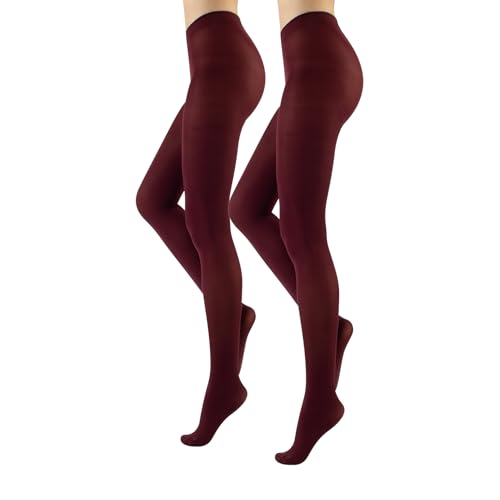 CALZITALY 2 Paar Blickdichte Damenstrumpfhose, 40 Den, Schwarz, Braun, Blau, Bordeaux, S, M, L, XL, Italian Hosiery (XL, Bordeaux) von CALZITALY