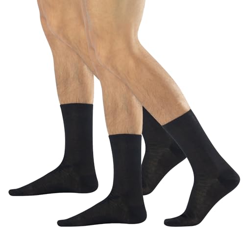 CALZITALY 2 Paar von Herren Baumwollsocken | Elegante Anzug Strümpfe | 39/41, 42/43, 44/45 | Blau, Schwarz, Braun, Grau | Made in Italy (44/45, Schwarz) von CALZITALY