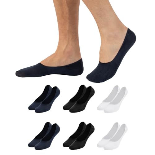 CALZITALY 6/12 Paar Füsslinge Unisex aus Baumwolle, Unsichtbare Sneakersocken für Mann und Frau, Made in Italy (43-46, 6 Paar - Weiß+Schwarz+Blau) von CALZITALY